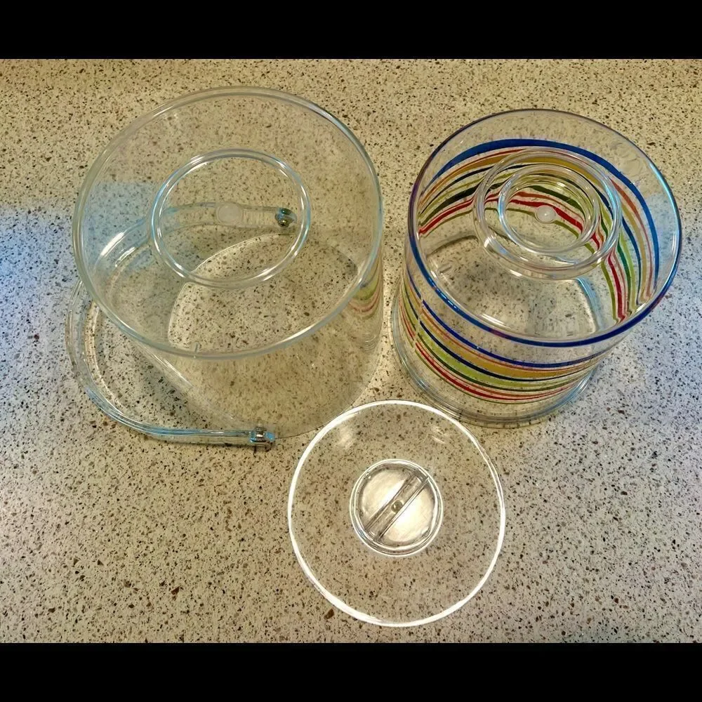 Vtg MCM Lucite Acrylic Multi Color Swirled Ice Bucket. Set Dressing On TV Show.